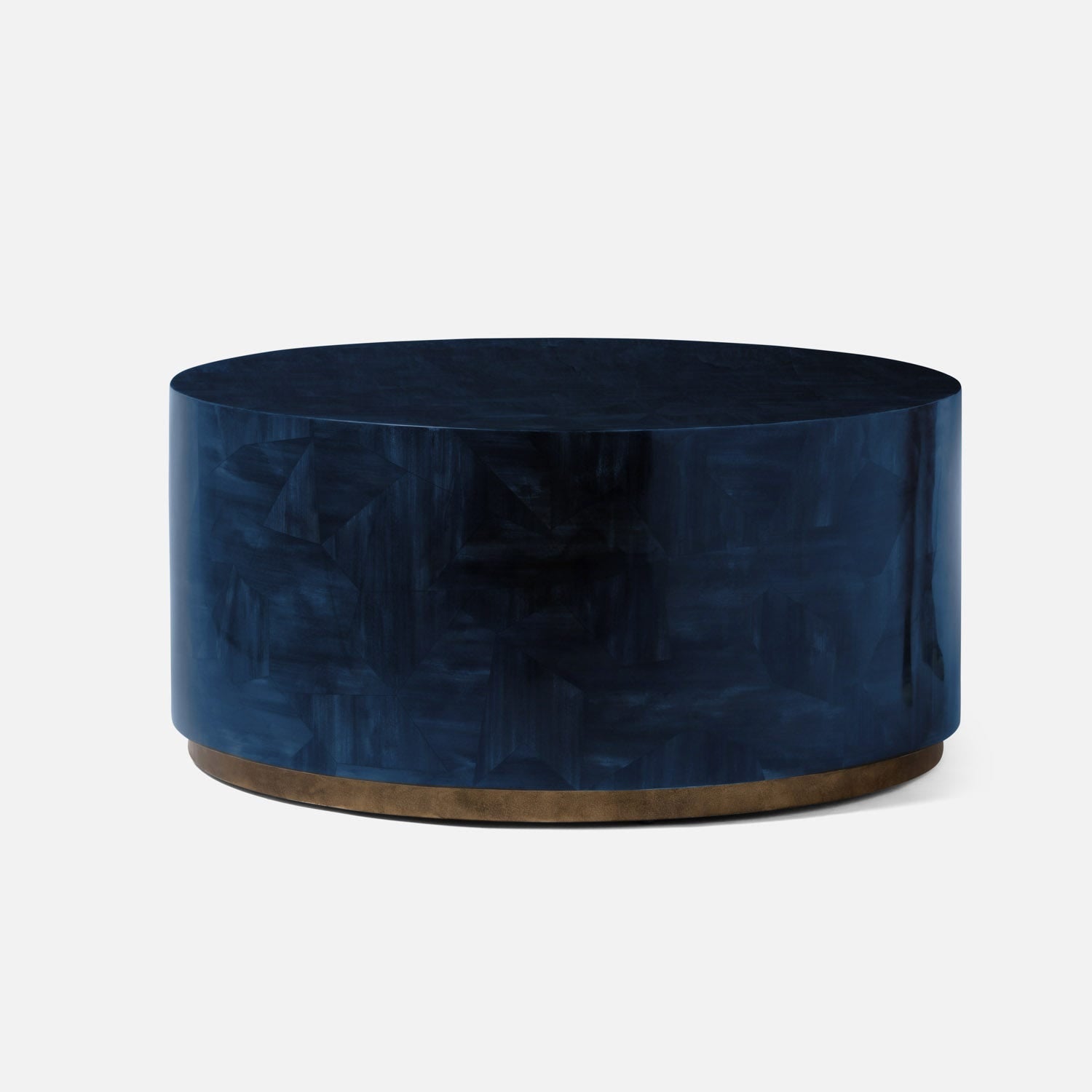 Blue cylindrical table on a white background