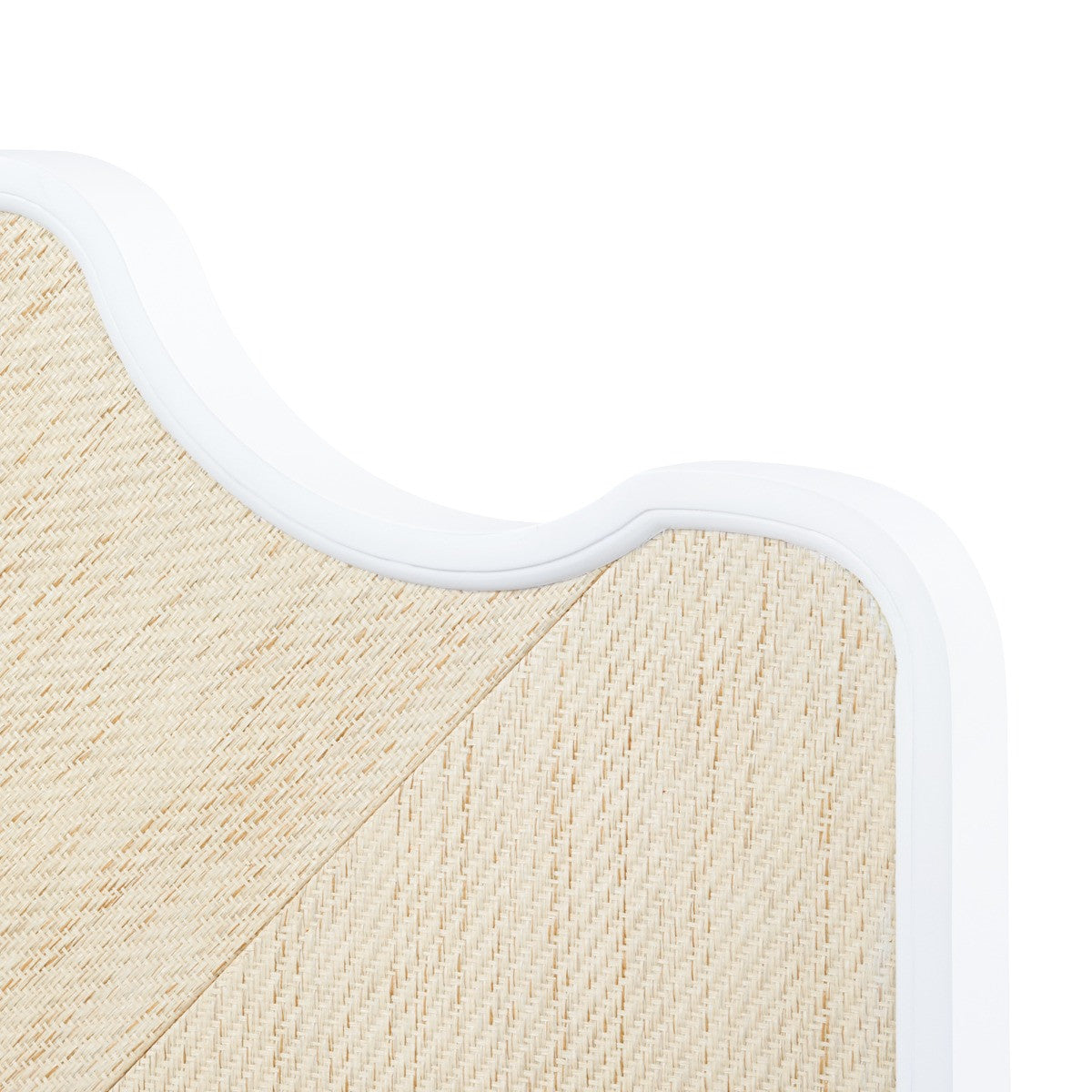 Close-up of a beige woven mat with a white border on a white background